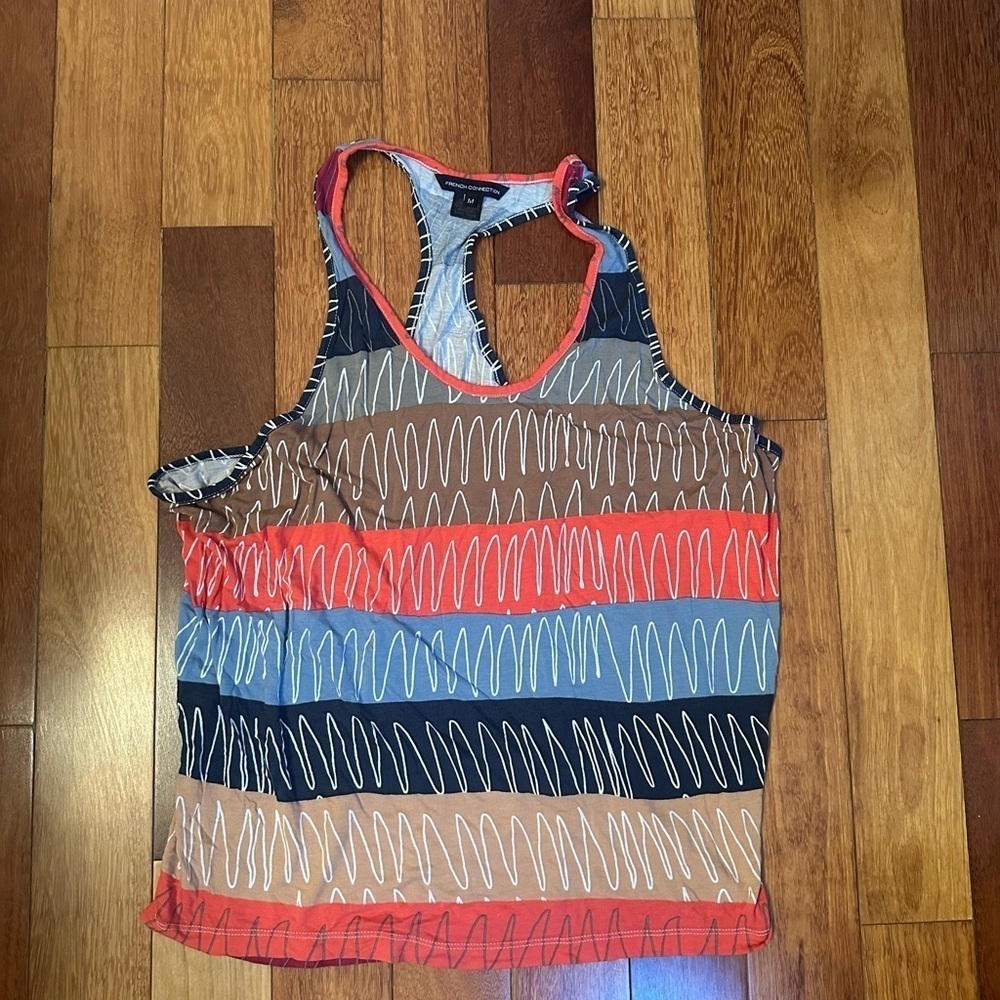 French Connection | Multicolor relaxed fit muscle tee top size M (fits l or xl)